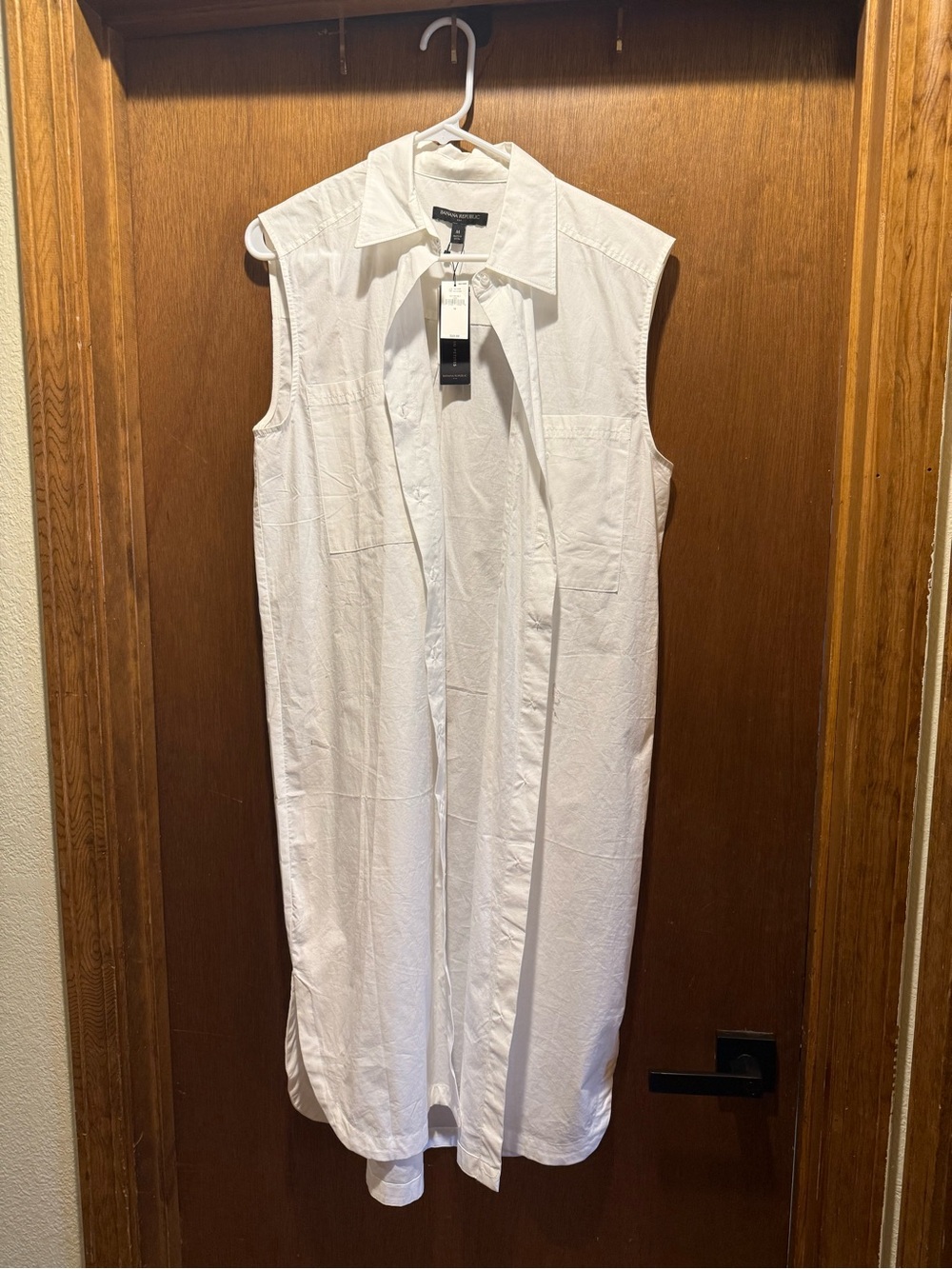 NWT Banana Republic White Sleeveless Shirt Dress M